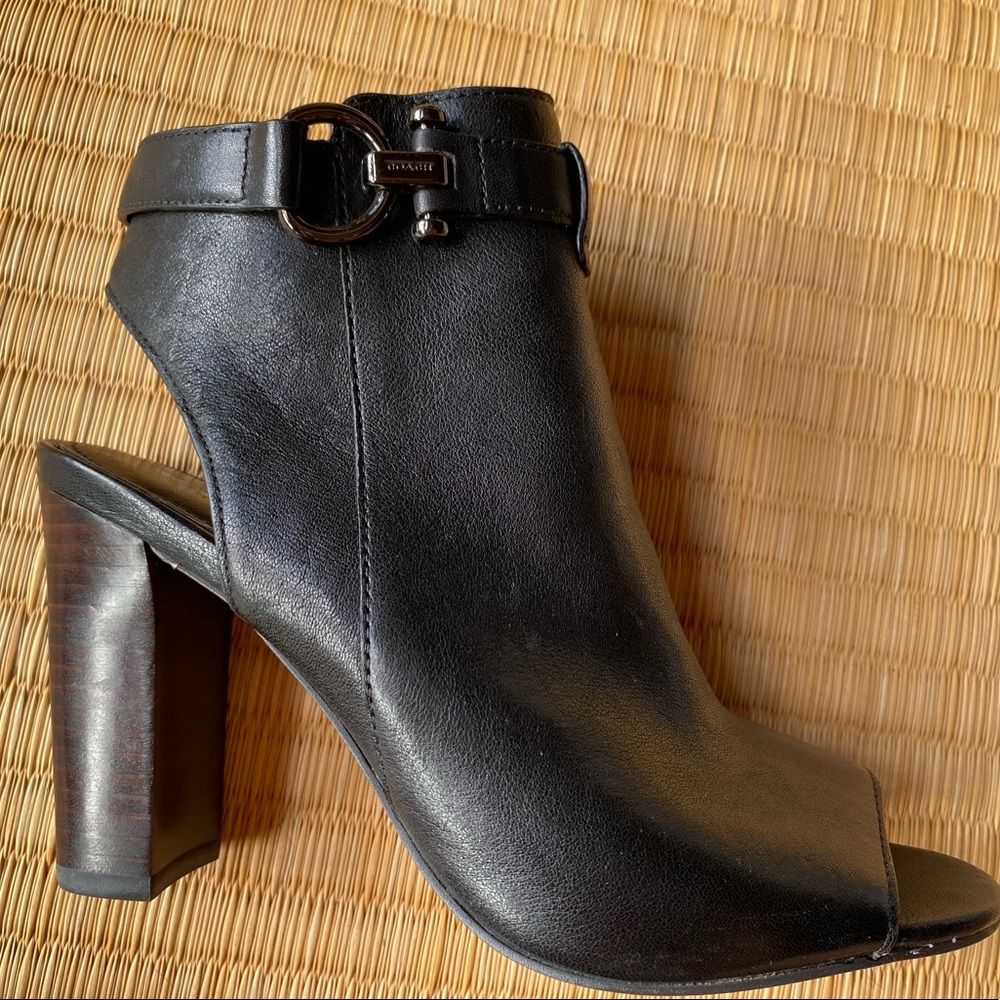 Coach peep-toe booties black size 5.5 - Picture 3 of 8